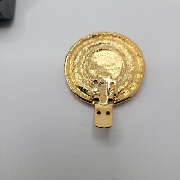 RARE FIND Bluette Made in France VINTAGE Signature Shoe Clips Black Oval Rosette - Picture 4 of 6